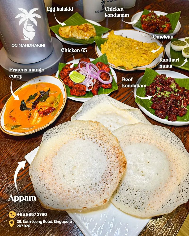 Appam, Chicken 65, Beef Kondattam and Prawns Mango Curry